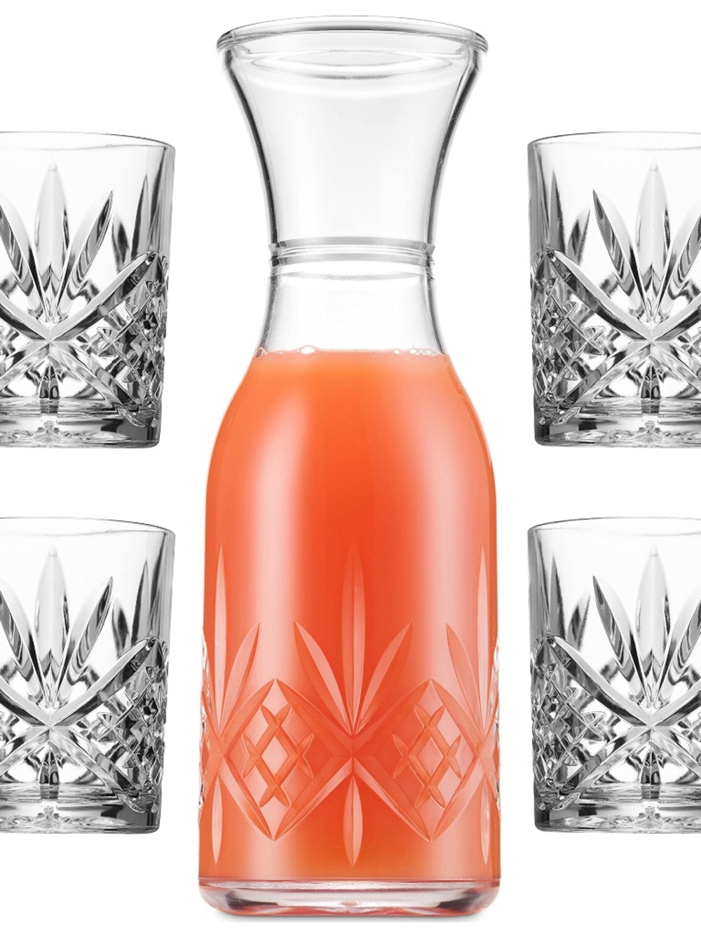 NIB Dublin collection acrylic open beverage pitcher carafe and matching drinking